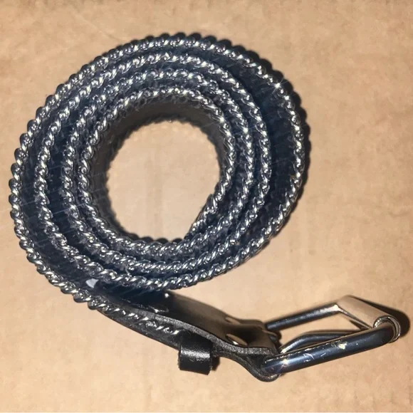 Esprit Leather Black Belt with Silver Detailing Grunge - Picture 3 of 6